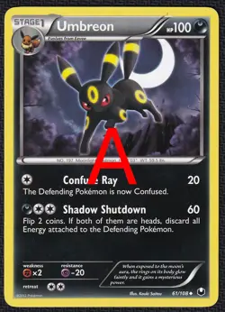 Pokemon Umbreon 61/108 Non-Holo Black & White Dark Explorers - Image 3
