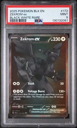 2025 POKEMON BLK EN-BLACK BOLT BLACK WHITE RARE #172 ZEKROM EX PSA 9 - Image 2