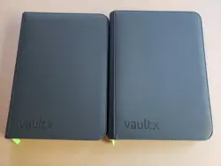 Lot of 2 Vault X 9 pocket zipped TCG card binders black w/ green zipper NM MTG - Image 1