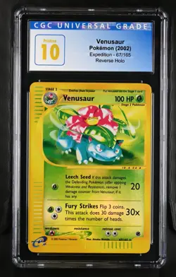 CGC PRISTINE 10 2002 Pokemon (WOTC) Expedition Venusaur-Reverse Foil #67 (POP 1) - Image 1