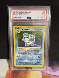 Pokemon TCG Blastoise Holo Card Base Set 1999 PSA 7 - Image 1