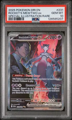 2025 POKEMON DRI EN-DESTINED RIVALS #231 TEAM ROCKET'S MEWTWO EX PSA 10 - Image 1