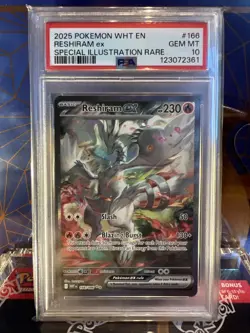 2025 POKEMON WHT EN-WHITE FLARE SPECIAL ILLUSTRATION RARE RESHIRAM EX PSA 10 - Image 1