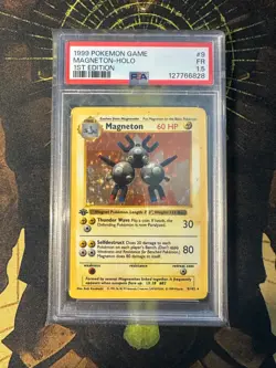 Pokemon Magneton 9/102 Base Set 1st Edition Shadowless Holo Vintage PSA 1.5 - Image 1