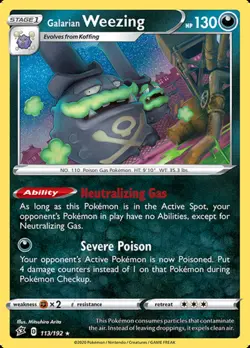 x1 Galarian Weezing - 113/192 - Holo Rare Pokemon SS02 Rebel Clash M/NM - Image 1