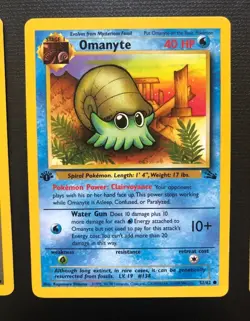 1999 Pokemon TCG Mysterious Fossil Omanyte Kabuto Fossil 1st Edition Evolution - Image 4