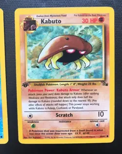 1999 Pokemon TCG Mysterious Fossil Omanyte Kabuto Fossil 1st Edition Evolution - Image 5