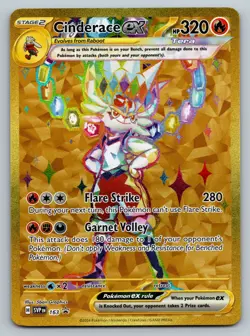 Pokemon TCG Cinderace EX SVP 163 Gold Full Art Promo Card Near Mint - Image 1