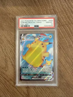 PSA 10 GEM MINT Surfing Pikachu VMAX 009/025 Pokemon Celebrations - Image 1