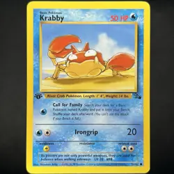 Pokemon TCG 1st Edition Fossil Krabby Non Holo Common 51/62 Vintage WOTC NM - Image 1