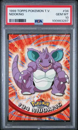 PSA 10 GEM MINT 1999 Topps Chrome T.V. Series #34 Nidoking - Image 1