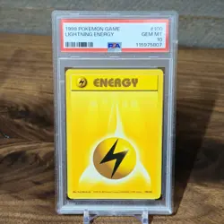 1999 POKEMON GAME #100 LIGHTNING ENERGY PSA 10 GEM MINT BASE SET UNLIMITED - Image 1