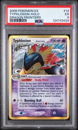 PSA 5 - Typhlosion Delta Species 12/101 - Holo- 2006 Pokemon EX Dragon Frontiers - Image 1