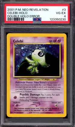 2001 Pokemon Neo Revelation Double Holo Error Celebi-Holo #3 PSA 4 VG-EX - Image 1