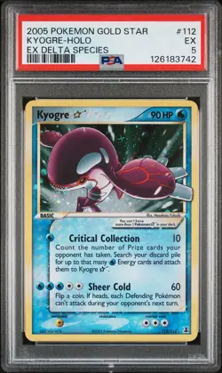 2005 POKEMON EX DELTA SPECIES GOLD STAR #112 KYOGRE-HOLO PSA 5 - Image 1
