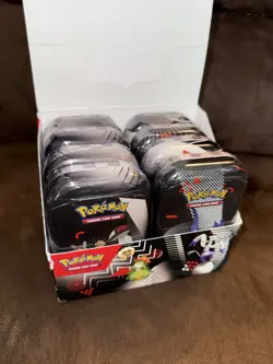 NEW SEALED POKEMON TCG BLACK BOLT WHITE FLARE UNOVA 8 MINI TIN SET WITH DISPLAY - Image 3