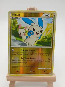 Minun 34/95 - Unleashed - Uncommon Reverse Holo LP Pokemon Card, 2010 - Image 1