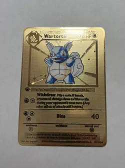 Wartortle Base Set 42/102 Regular Unlimited Uncommon Gold Metal Fan Art Card - Image 1