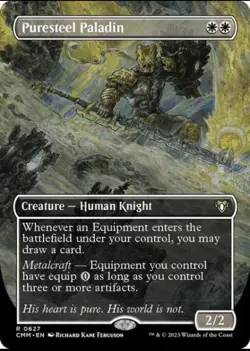 Borderless PURESTEEL PALADIN mtg NM-M Commander Masters Rare - Image 1