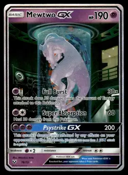 2017 Pokemon Shining Legends 78 Mewtwo-GX Light Play - Image 1