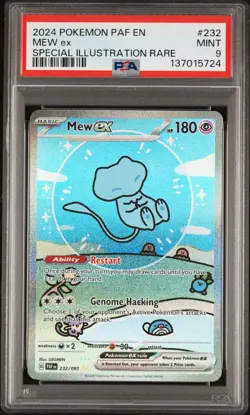 2024 POKEMON PAF EN-PALDEAN FATES 232 MEW EX SPECIAL ILLUSTRATION RARE PSA 9 - Image 1