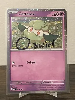 SWIRL Cottonee 018 Black Star Promo Holo Rare Phantasmal Flames Blister Promo NM - Image 1