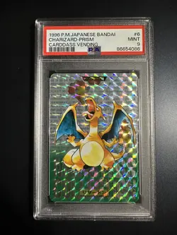 1996 Pokemon Bandai Carddass Vending Charizard Prism #006 PSA 9 Mint - Image 1