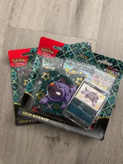 Pokemon TCG Paldean Fates Tech Sticker Collection 3 Packs - Maschiff Promo - New - Image 1