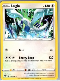 Lugia 140/189 Non Holo SWSH03: Darkness Ablaze - Pokemon Card - NM - Image 1