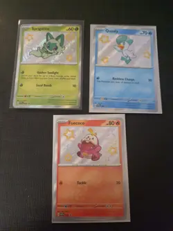 LP Sprigatito SVP 076 Fuecoco SVP 079 Quaxly SVP 082 Shiny Promo Cards Pokemon - Image 1