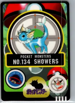 Pocket Monsters Bandai 1997 Sticker Card No. 134 Vaporeon - Japanese - Image 2