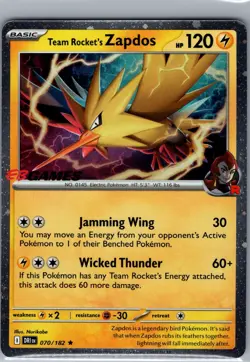Team Rocket's Zapdos (EB Games Exclusive) 070/182 - Pokemon Card - NM - Image 1