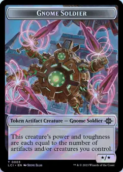 Gnome // Gnome Soldier Double-Sided Token 16 // 3 T MTG LCI NM FOIL - Image 2