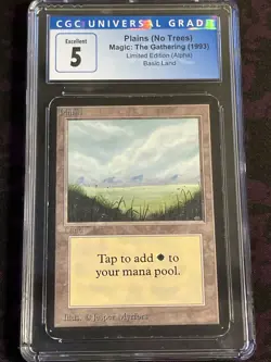 Alpha Plains (No Trees) CGC 5 Vintage MTG Magic The Gathering - Image 1