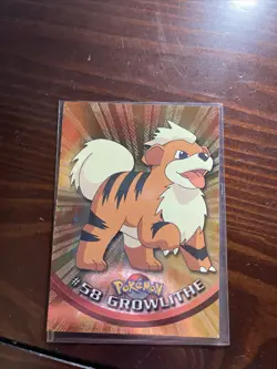 Growlithe #58 Pokemon Topps Black Label 1999 Lightly Played + Sleeve - Image 1