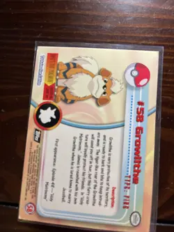 Growlithe #58 Pokemon Topps Black Label 1999 Lightly Played + Sleeve - Image 2