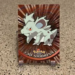 1999 Topps Pokemon Series 1 TV Animation NIDORINA #30 Black Label HOLO - Image 2