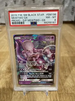 2019 Pokemon MEWTWO GX Black Star Promo SM196 D. Pikachu GRADED PSA 8 - Image 1