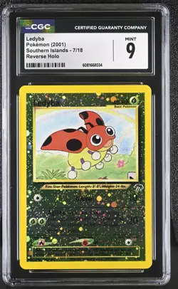 Pokemon CGC 9 Ledyba 2001 Southern Islands 7/18 SWIRL - Image 1