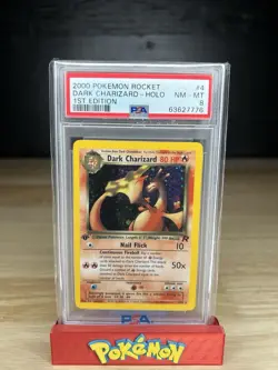 2000 Pokemon Dark Charizard Holo 1st Edition 4/82 PSA 8 (Team Rocket) - Image 1