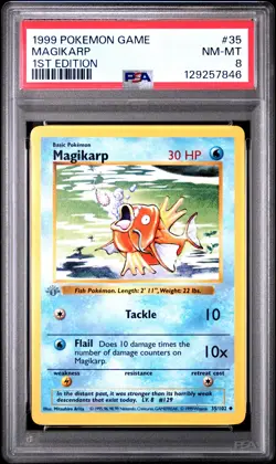 1999 POKEMON GAME 1ST ED #35 MAGIKARP PSA 8 - Image 1