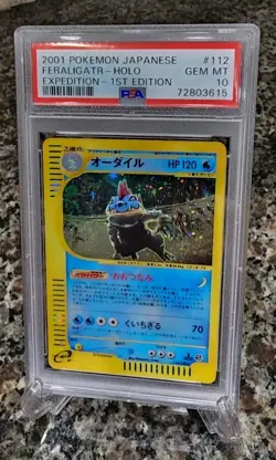 Pokemon Japanese 2001 1st Ed Expedition Base Set Feraligatr 112/128 PSA 10 Holo - Image 3