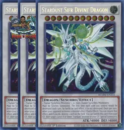 Yugioh! 3x Stardust Sifr Divine Dragon BLMM-EN151 Secret Rare 1st Ed NM - Image 1