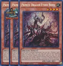 Yugioh! 3x Primite Dragon Ether Beryl BLMM-EN130 Secret Rare 1st Ed NM - Image 1