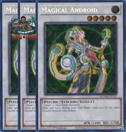 Yugioh! 3x Magical Android BLMM-EN147 Secret Rare 1st Ed NM - Image 1