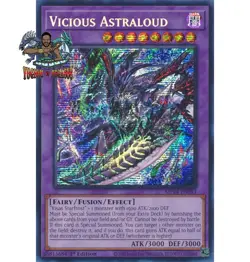 Yugioh! 1x Vicious Astraloud MP24-EN083 Prismatic Secret Rare 1st Ed NM - Image 1