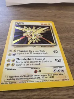 Pokemon TCG Base Set Zapdos Holo Rare 16/102 1999 WOTC Vintage Card - Image 2