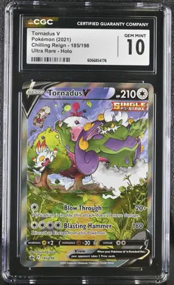 CGC 10 Tornadus V 2021 Chilling Reign 185/198 Ultra Rare Holo Pokemon Card - Image 1