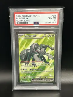 2024 Pokemon Surging Sparks Durant EX #215 Ultra Rare PSA 10 Card GEM MINT - Image 1