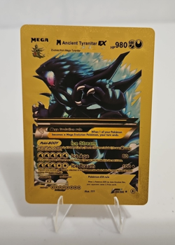 Pokemon Ancient Tyranitar EX 980hp GOLD Foil Fan Art Collector Card. - Image 1
